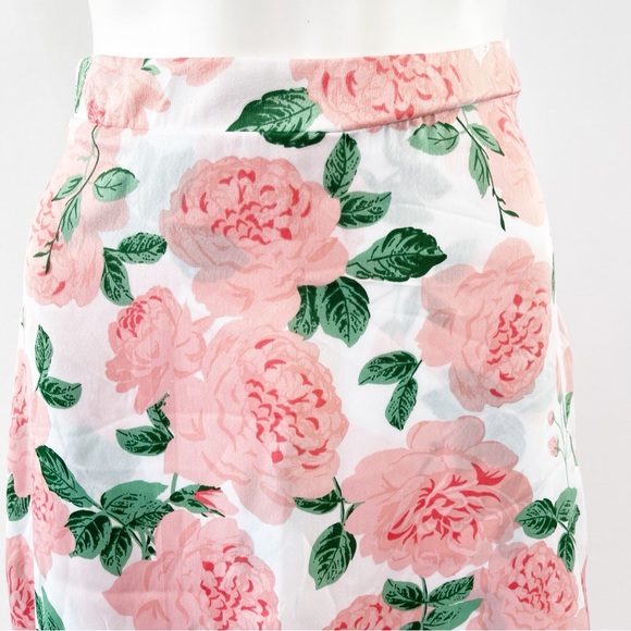 Show Me Your Mumu White Floral MOONLIGHT Midi Skirt Pink Roses Size XS - Picture 3 of 9